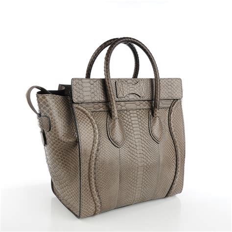 celine mini luggage grey full python|CELINE Python Mini Luggage Grey 131660 .